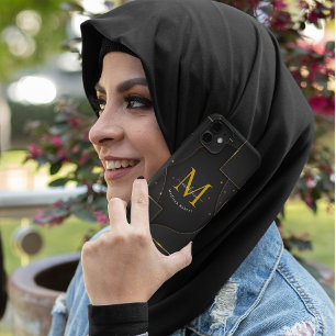 Coque Case-Mate iPhone Noir Golden Luxe dégradé Script Monogram Funny
