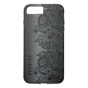 Coque Case-Mate Pour iPhone Noir métallique avec dentelle de marguerite noire