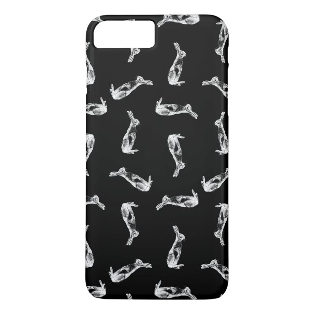Coques Case-Mate iPhone Noir mignon de lapin de lapin d'art de motif (Dos)