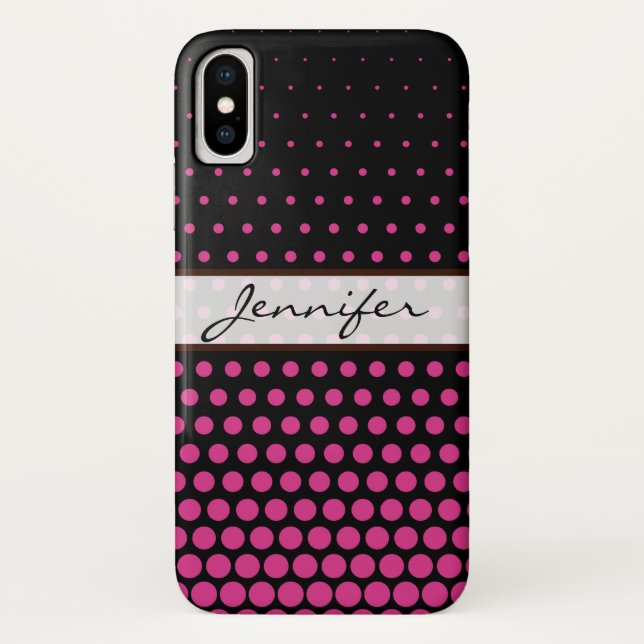 Coques Case-Mate iPhone Noir moderne élégant couleur cerise de point de (Dos)