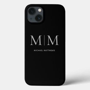 Case-Mate iPhone Case Noir moderne Élégant Nom du monogramme personnal