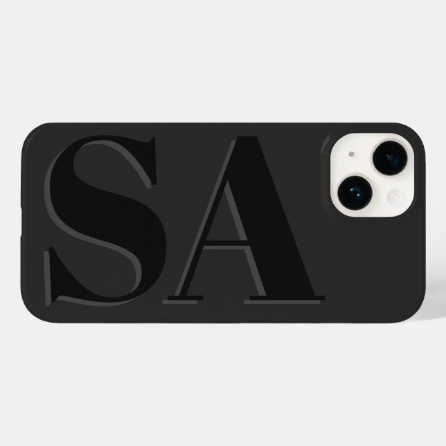 Coques Case-Mate iPhone Noir moderne initial minimal contemporain (Verso (horizontal))