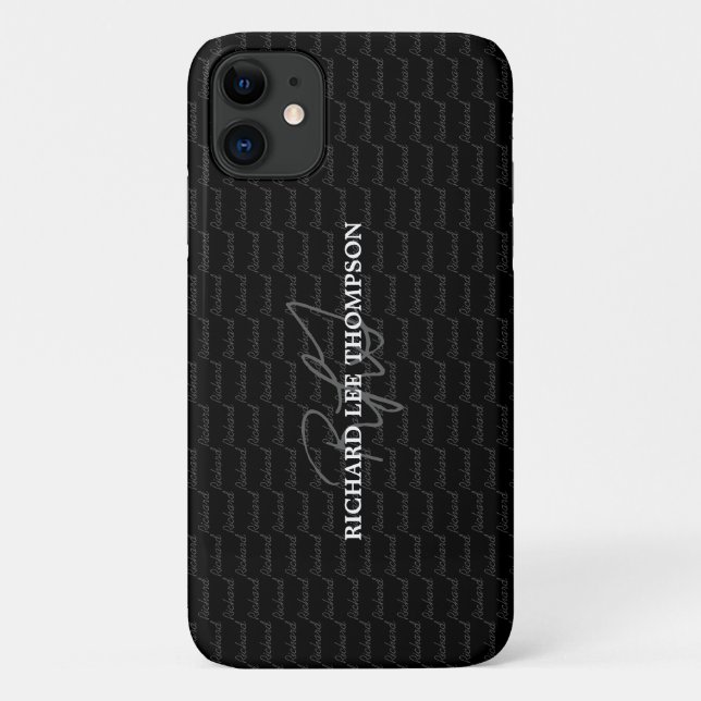 Coques Case-Mate iPhone noir monogrammé moderne (Dos)