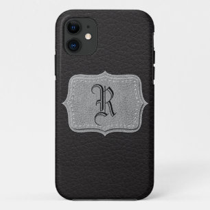 Coque Case-Mate iPhone Noir monogramme personnalisé rétro par cuir