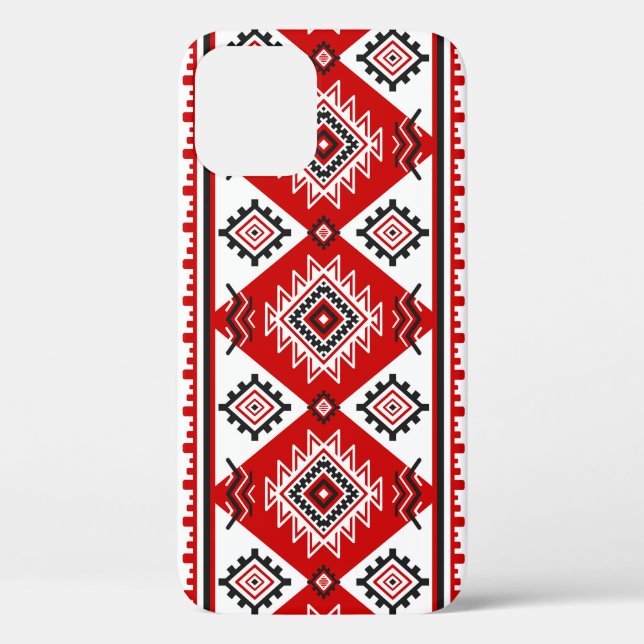 Coques Case-Mate iPhone Noir noir rouge, motifs ukrainiens. (Verso)