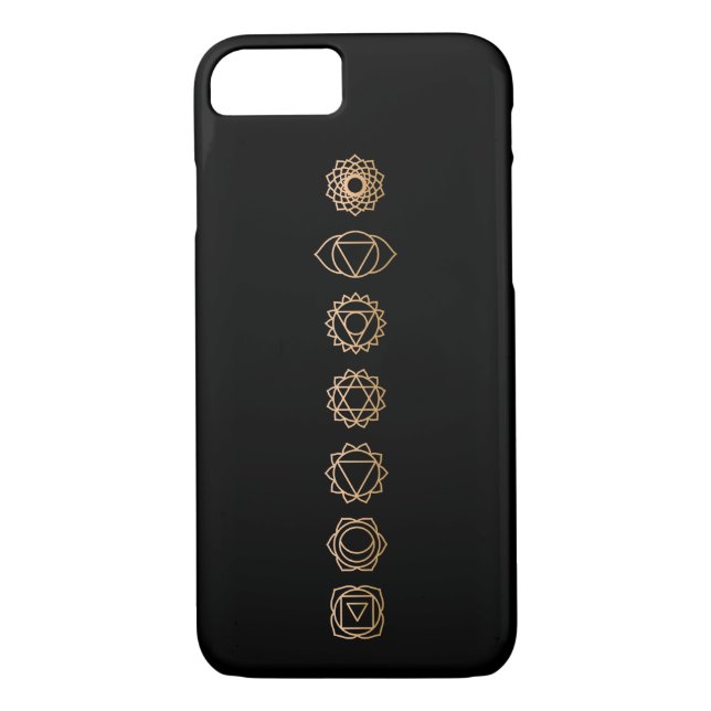 Coques Case-Mate iPhone Noir Or Chakras Spirituel (Dos)