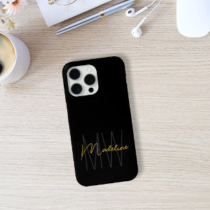 Coque Case-Mate iPhone Noir or Monogramme moderne Chic