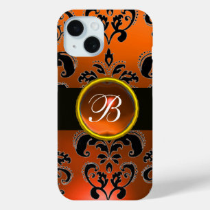 Coque Case-Mate iPhone NOIR ORANGE DOMMASK MONOGRAM Gemstone