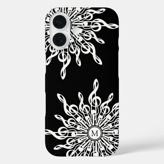 Coques Case-Mate iPhone Noir ornemental Arbre Clef Monogramme (Verso)