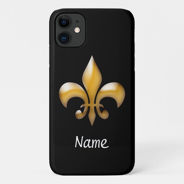Coques Case-Mate iPhone Noir personnalisé et Gold Fleur de Lis (Dos)
