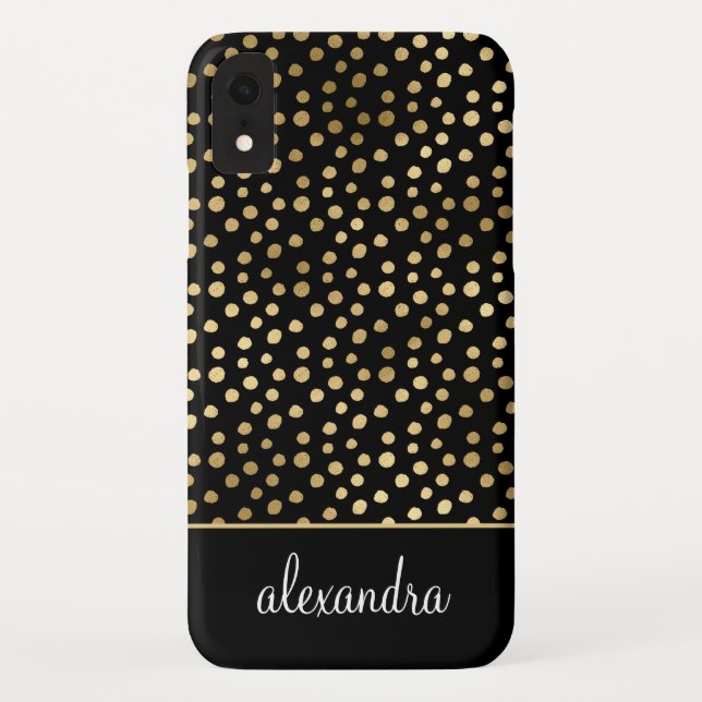 Coques Case-Mate iPhone Noir - Polka Motif point or Monogramme (Dos)