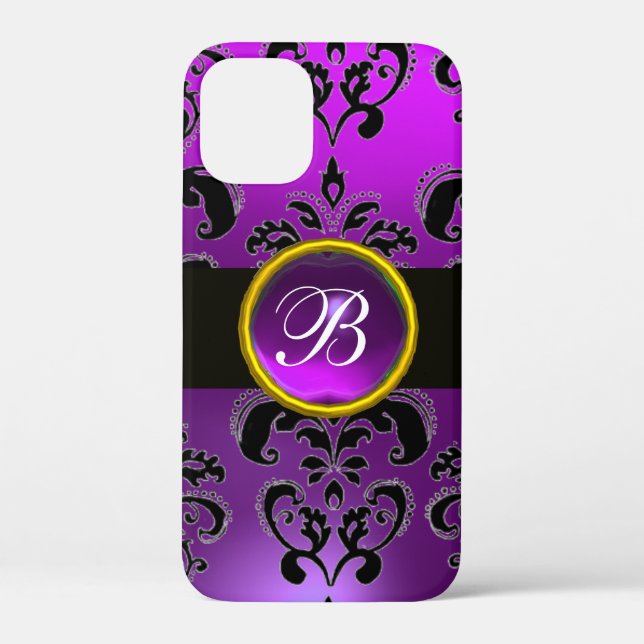 Coques Case-Mate iPhone NOIR PURPLE DOMMASK MONOGRAM, Gemstome (Verso)