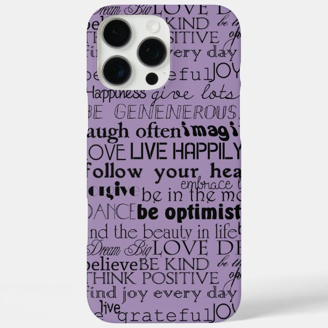 Coques Case-Mate iPhone Noir Purple Mots Inspirants Noël (Verso)