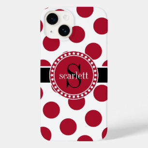 Coque Case-Mate iPhone Noir rouge Gros Polka Dot Monogramme