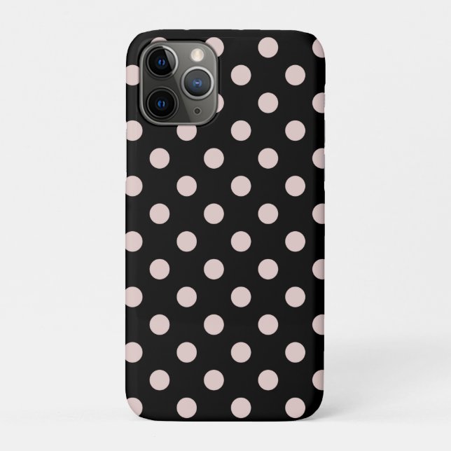 Coques Case-Mate iPhone Noir & Rouge Légèrement Rose Points Ronds (Dos)