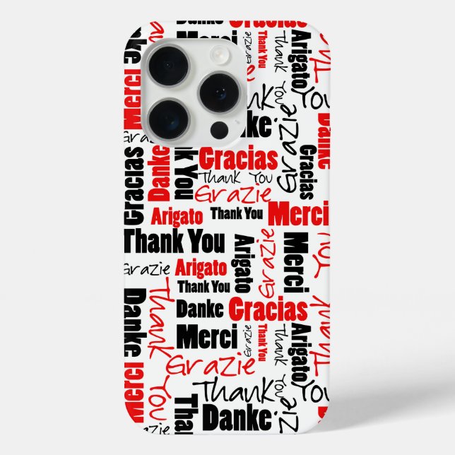 Coques Case-Mate iPhone Noir rouge Merci multilingue Mot Cloud (Verso)