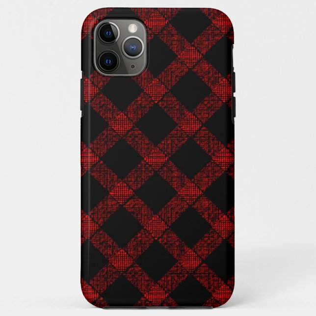 Coques Case-Mate iPhone Noir rustique et rouge vif plaid avec lignes épais (Dos)