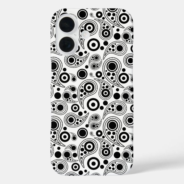 Coques Case-Mate iPhone Noir sur cercle blanc points cachemire style motif (Verso)