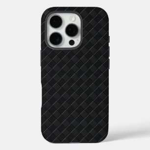 Coque iPhone 16 Pro Noir sur le À damiers noir Revêtement en cuir