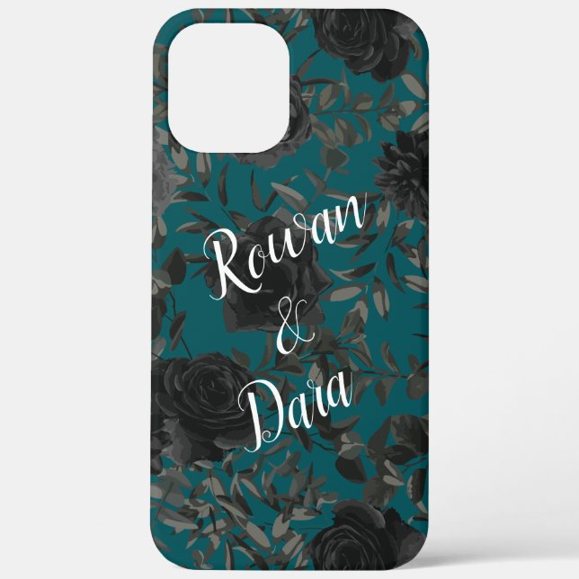 Coques Case-Mate iPhone Noir Turquoise Rose gothique Elégant Mariage (Verso)