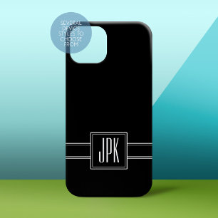 Coques iPhone 16 Plus Noir uni avec triple monogramme