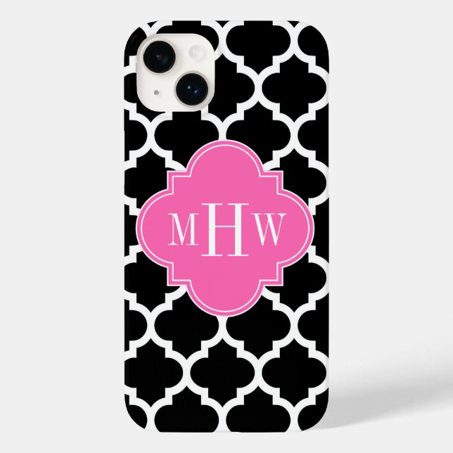 Coques Case-Mate iPhone Noir Wht Marocain #5 Rose Chaud #2 Nom Monogramme (Verso)