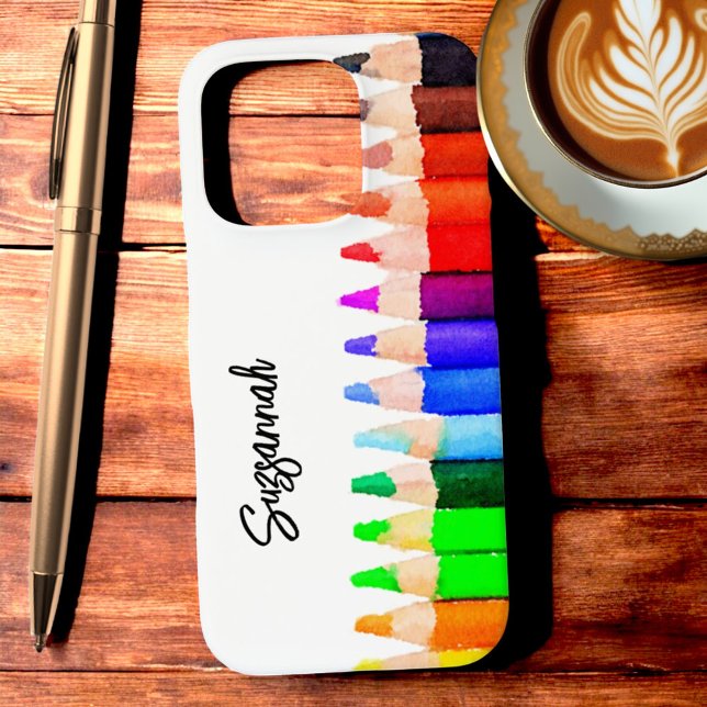 Coques Case-Mate iPhone Nom amusant Pencils couleur dans l'aquarelle perso (Samsung phone case bad design with template text)