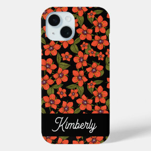 Coque Case-Mate iPhone Nom aquarelle florales rouges