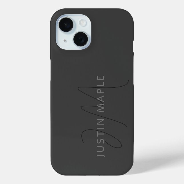 Coques Case-Mate iPhone Nom au look cool & monogramme | Gris foncé (Verso)