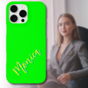 Coque iPhone 16 Pro Max Nom Azure Lime 3D Funny Electric Green