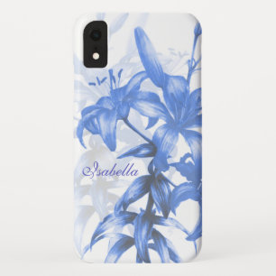 Coques Pour iPhone Nom bleu fleur florale de lys orientaux