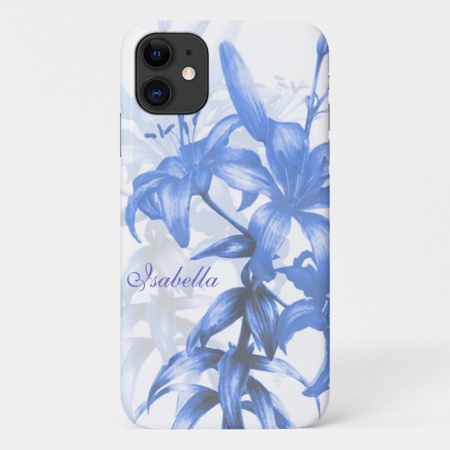 Coques Case-Mate iPhone Nom bleu oriental lièvre floral (Dos)