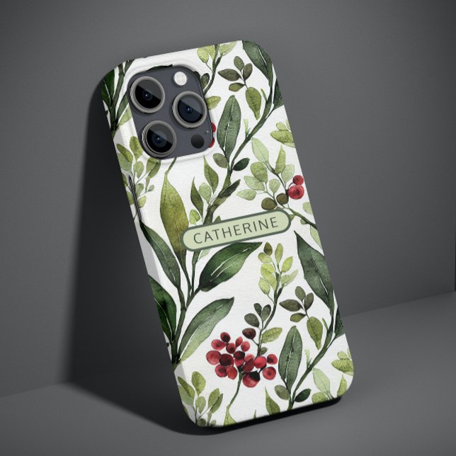Coques Case-Mate iPhone Nom botanique floral élégant à l'aquarelle (Créateur téléchargé)