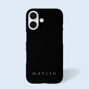 Coque Pour iPhone 16 Nom classique (ou mot) Noir & Blanc