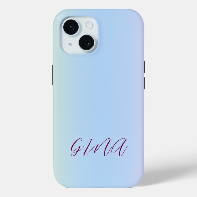 Coques Case-Mate iPhone Nom contemporain tendance Bleu clair (Verso)