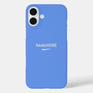Coque Pour iPhone 16 Plus Nom Customisé minimaliste, bleu Cool ou monogramme