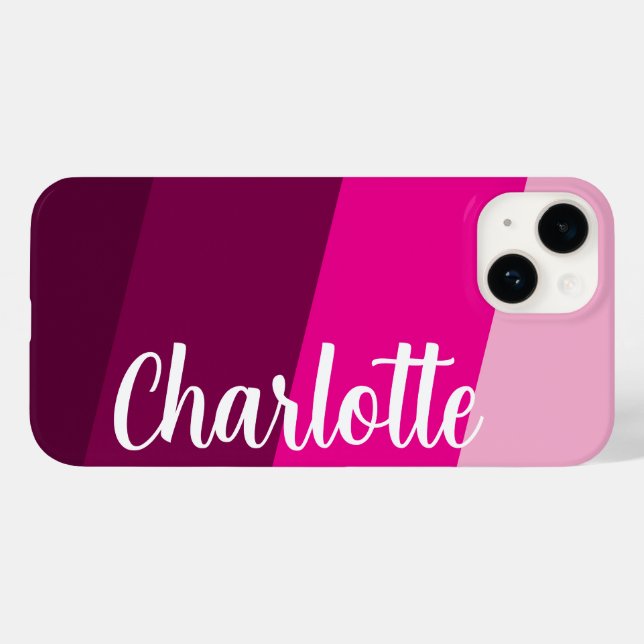 Coques Case-Mate iPhone Nom customisé Style moderne minimal couleur rose (Verso (horizontal))