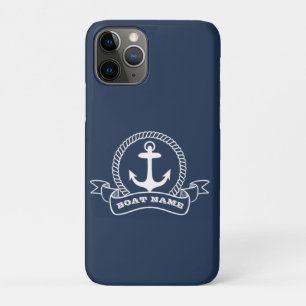 Case-Mate iPhone Case Nom de bateau d'ancre nautique bleu marine