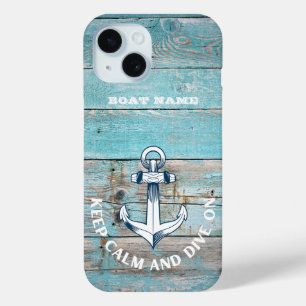 Coque Case-Mate iPhone Nom de bateau nautique Ancre Bois rustique