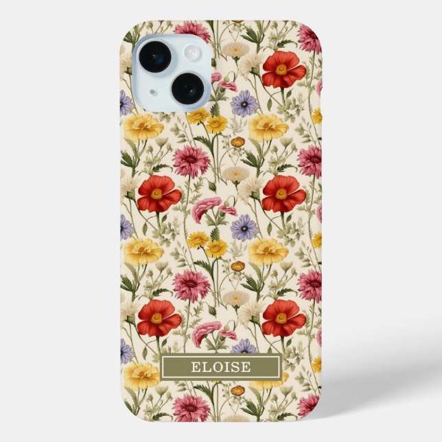 Coques Case-Mate iPhone Nom de Belle Fleur Sauvage Botanique Aquarelle (Verso)