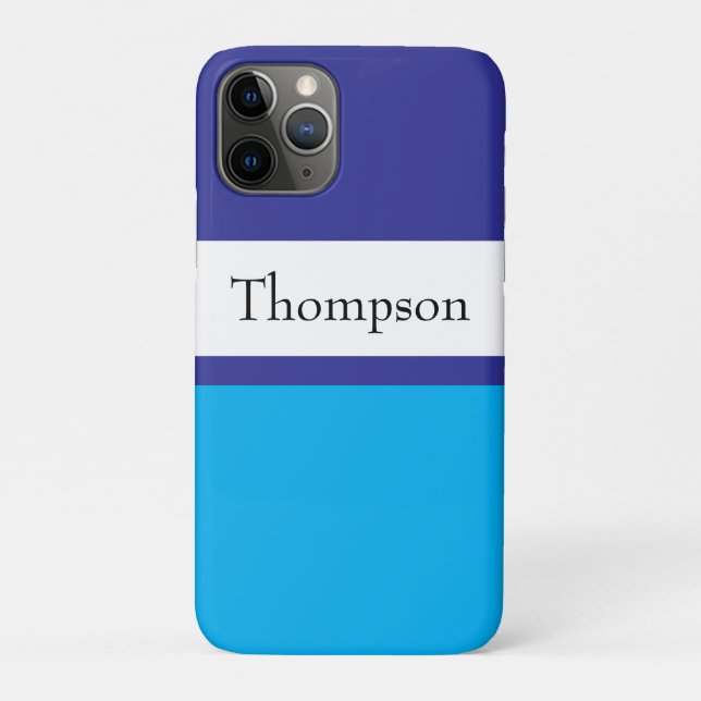 Coques Case-Mate iPhone Nom de famille rayé bleu personnalisé  (Dos)