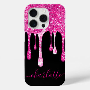 Coque Case-Mate iPhone Nom de fille scintillant rose chaud paillettes qui