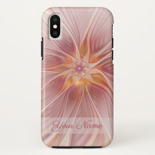Coque Case-Mate Pour iPhone Nom de fleur d'art fractal abstrait rêve rose pâle