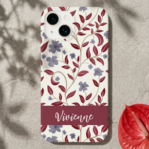 Coque Case-Mate iPhone Nom de fleur sauvage aquarelle rouge violet