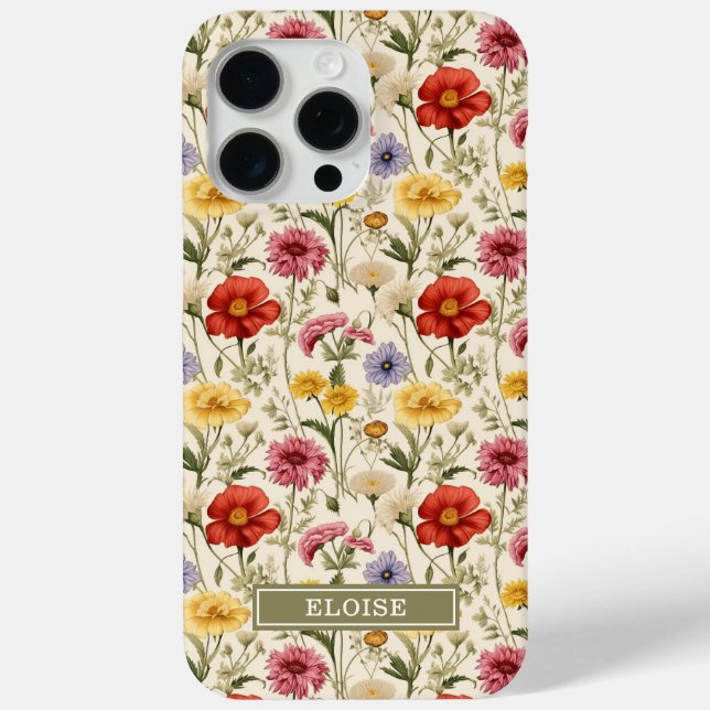 Coques Case-Mate iPhone Nom de fleur sauvage botanique à l'aquarelle magni (Verso)