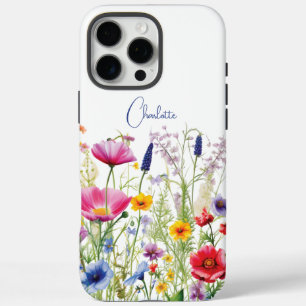 Coque iPhone 16 Pro Max Nom de fleur sauvage colorée Jardin floral