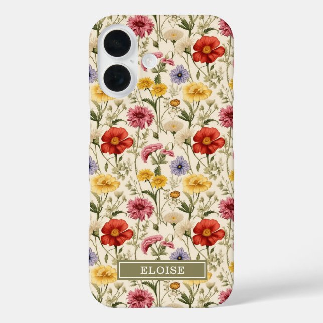 Coques Case-Mate iPhone Nom de jolie fleur sauvage botanique à l'aquarelle (Verso)
