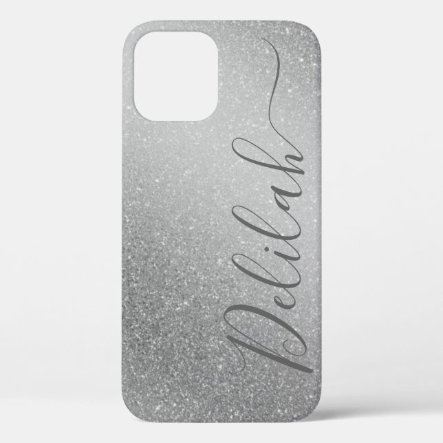 Coques Case-Mate iPhone Nom de la calligraphie gris Parties scintillant d' (Verso)