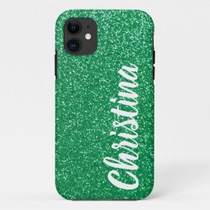 Case-Mate iPhone Case Nom de la Parties scintillant verte de la fille Pe