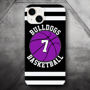 Coque Case-Mate iPhone Nom de l'équipe de basket-ball violet Numéro du jo